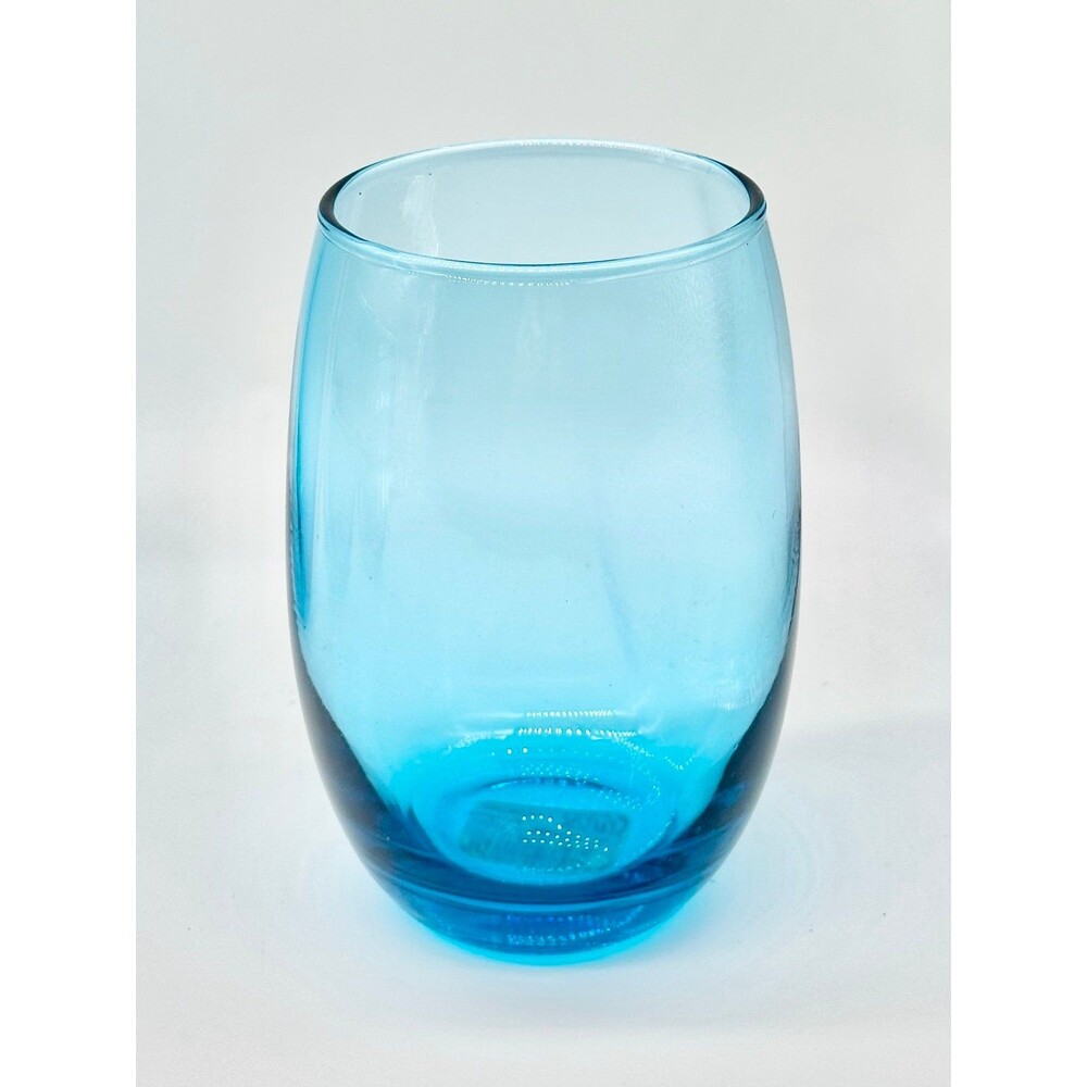 Set of 4 Cristar Mikonos Aqua Blue Stemless Wine Glasses Tumblers - Picture 2 of 7